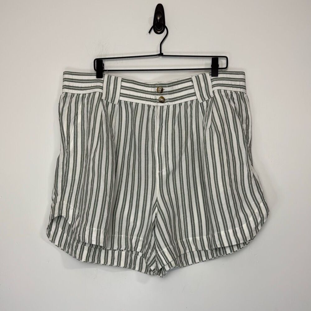 Madewell  Linen-Blend Curved-Hem Shorts in Stripe 2X